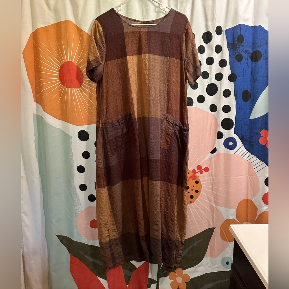 Plaid multicolor dual pocket dress